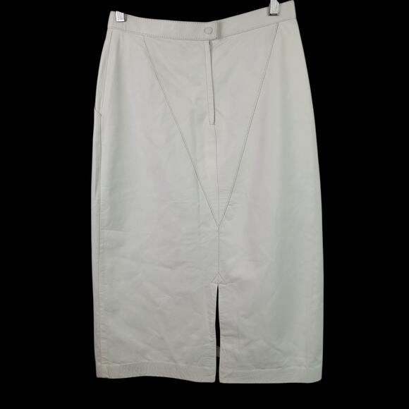 TARAZZIA VTG SZ 9/10 Leather Midi Length Pencil Skirt In White NWT Dead Stock - Picture 9 of 9